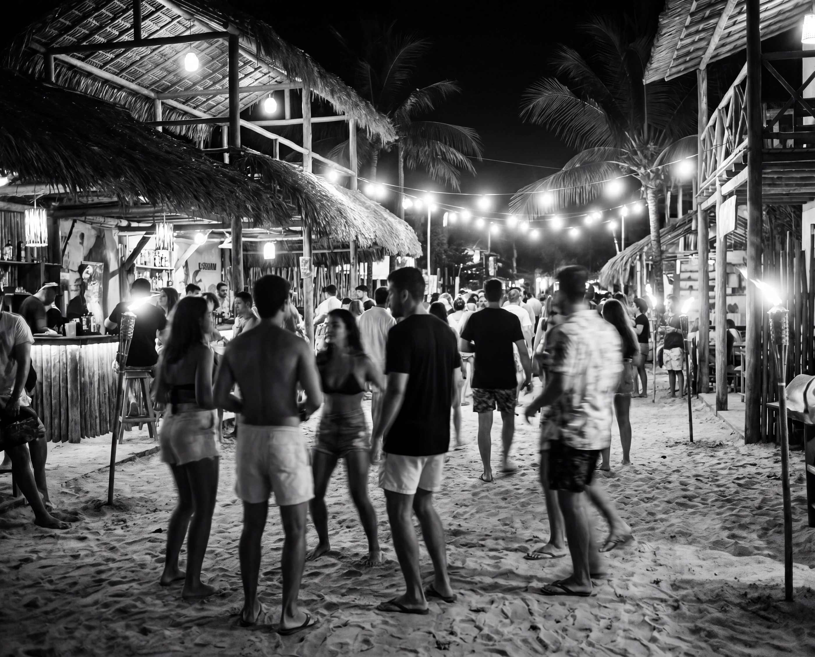 Fotografia em preto e branco do cotidiano de Jericoacoara.