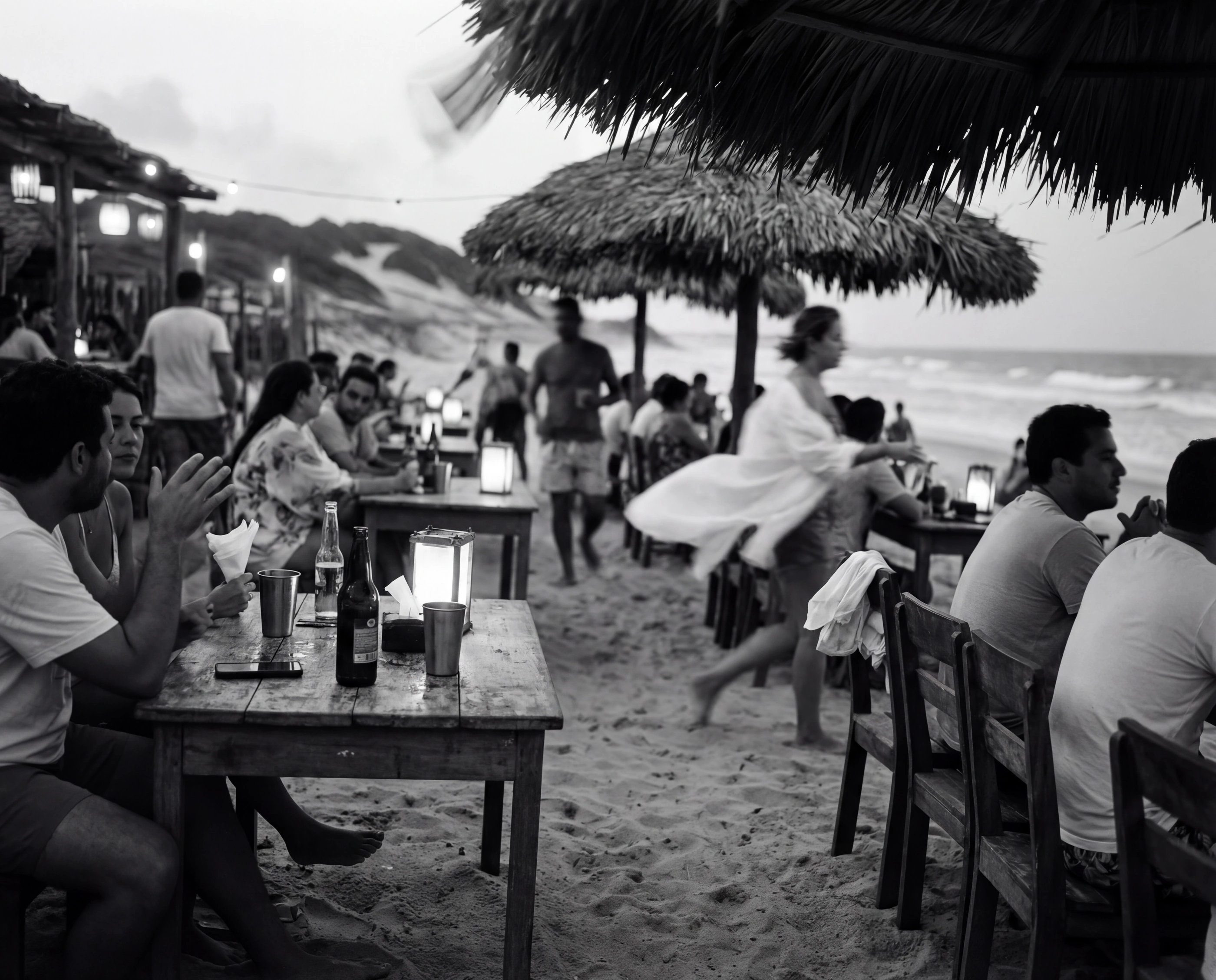 Fotografia em preto e branco do cotidiano de Jericoacoara.