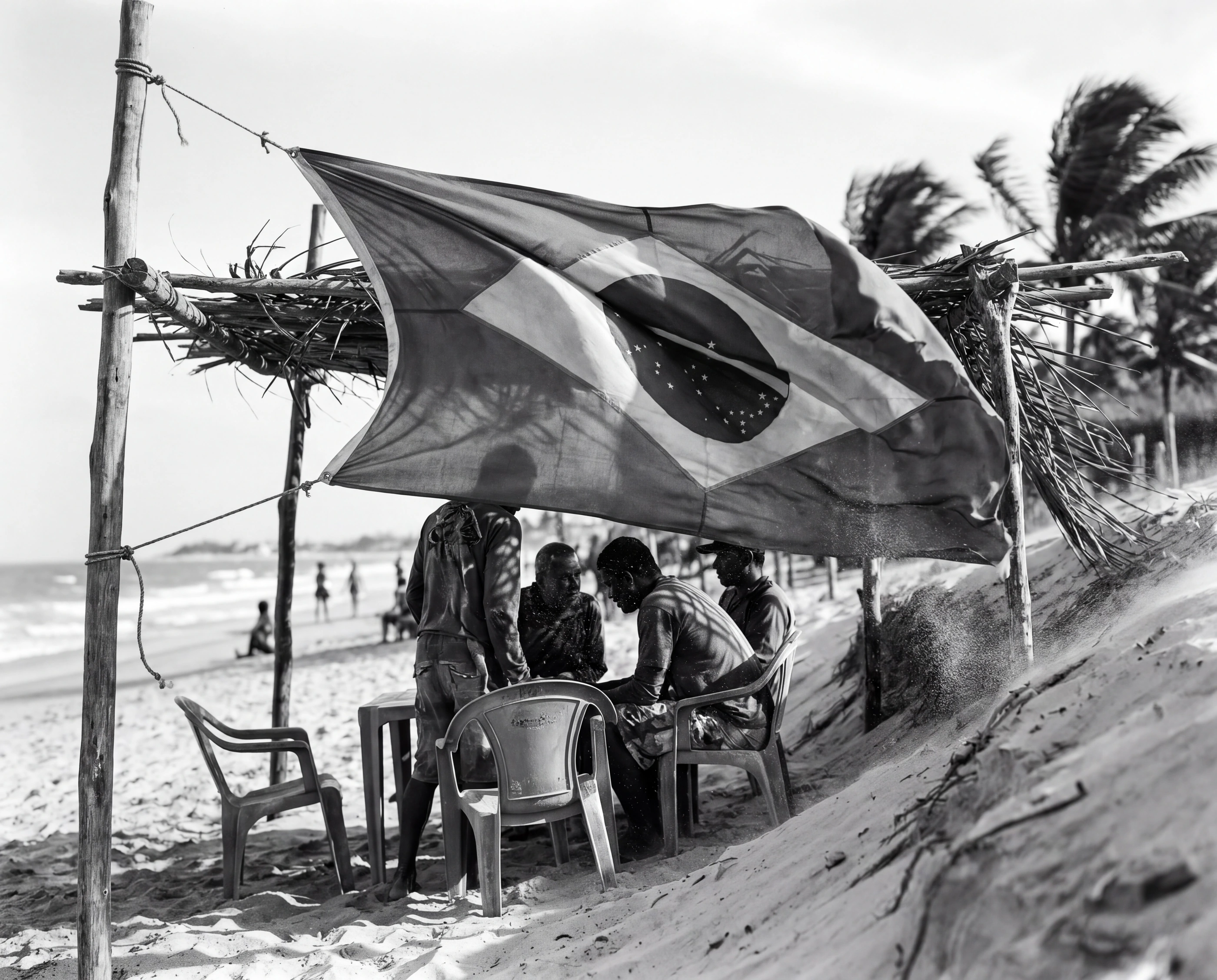 Fotografia em preto e branco do cotidiano de Jericoacoara.
