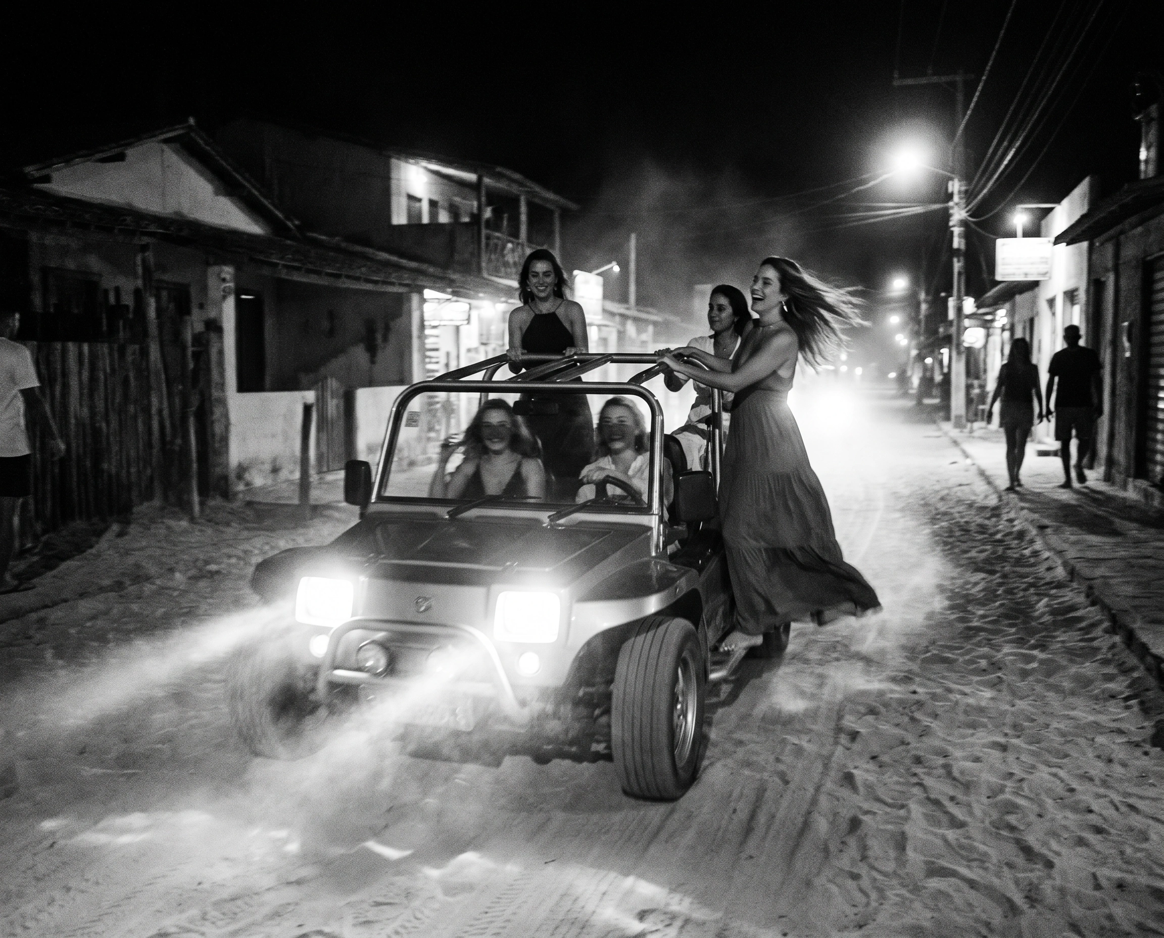 Fotografia em preto e branco do cotidiano de Jericoacoara.