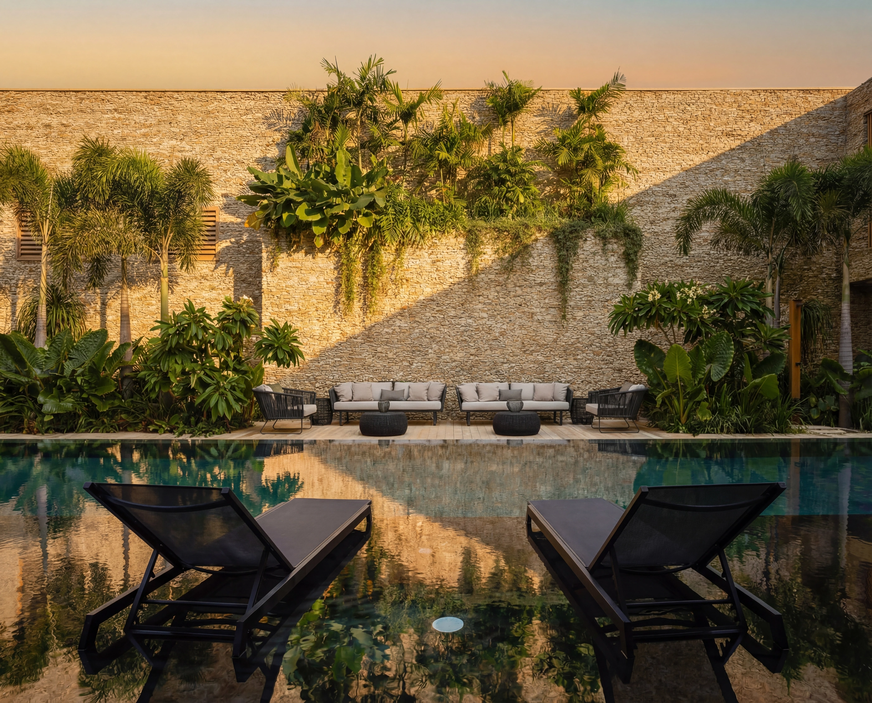 main pool loungers stone wall